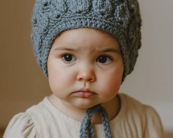 knitted  Bubble Stitch Bonnet – Toddler Size 12–24 Months