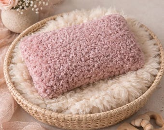 Blush Pink Faux Fur Newborn Posing Pillow – Handmade Photo Prop