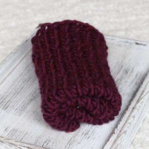 Burgundy Chunky Bump Blanket, Thick Knit Miniblanket, Basket Filler, Layer Miniblanket image 1