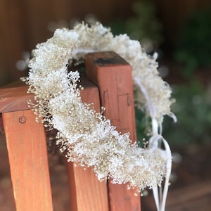White and Champagne Sparkle baby breath crown,flower girl,wedding accessories, Glittered floral crown image 1