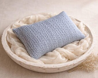 Handmade Knit Baby Posing Pillow | Neutral Newborn Photo Prop | Studio & Basket Filler