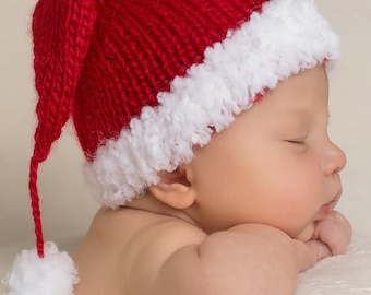 Newborn Santa Hat: Knit Christmas Photo Prop with Pom Pom