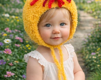 Hand-Knitted Baby Bonnet 6-9 Months – Soft Acrylic, Winter Photo Prop