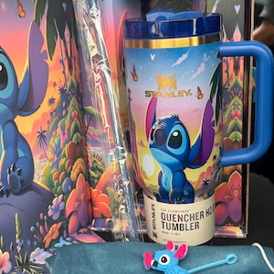 Stitch Tumbler 40oz Cup, Portable Car Mug, Travel Coffee Tumbler, Cute Student Gift l 40oz Stitch Cup, Stitch