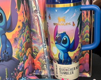 Stitch Tumbler 40oz Cup, Portable Car Mug, Travel Coffee Tumbler, Cute Student Gift l 40oz Stitch Cup, Stitch