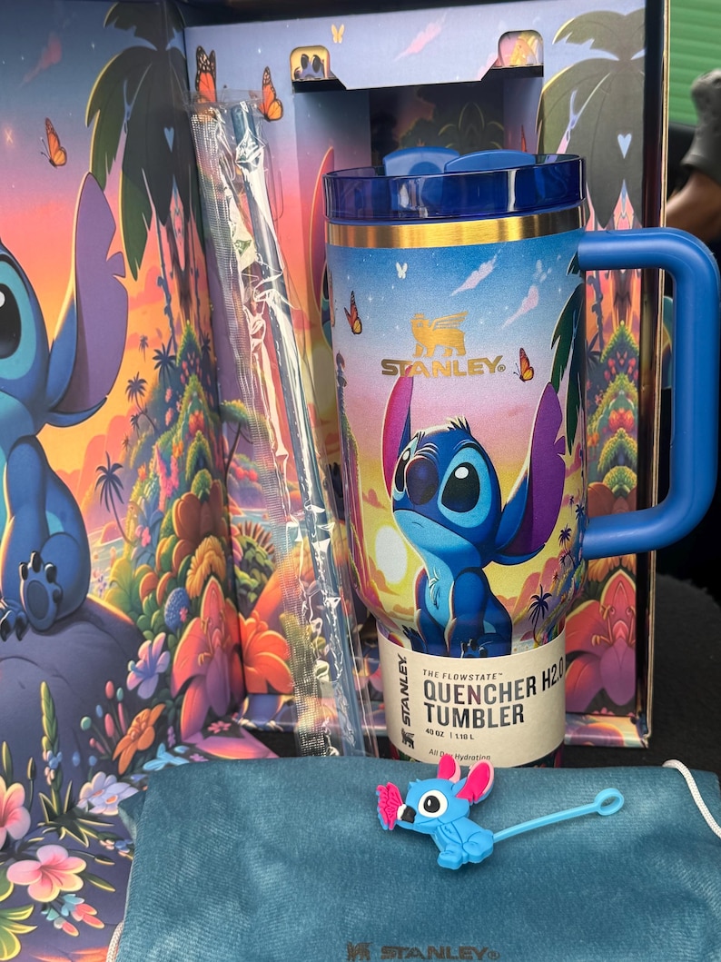 Stitch Tumbler 40oz Cup, Portable Car Mug, Travel Coffee Tumbler, Cute Student Gift l 40oz Stitch Cup, Stitch image 1