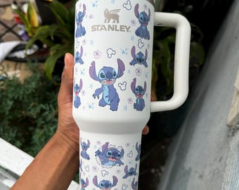 Stitch Tumbler 40oz Cup, Portable Car Mug, Travel Coffee Tumbler, Cute Student Gift 40oz Stutch Cup, Stitch