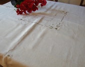 Italian Linen Tablecloth Vintage Hand Embroidery