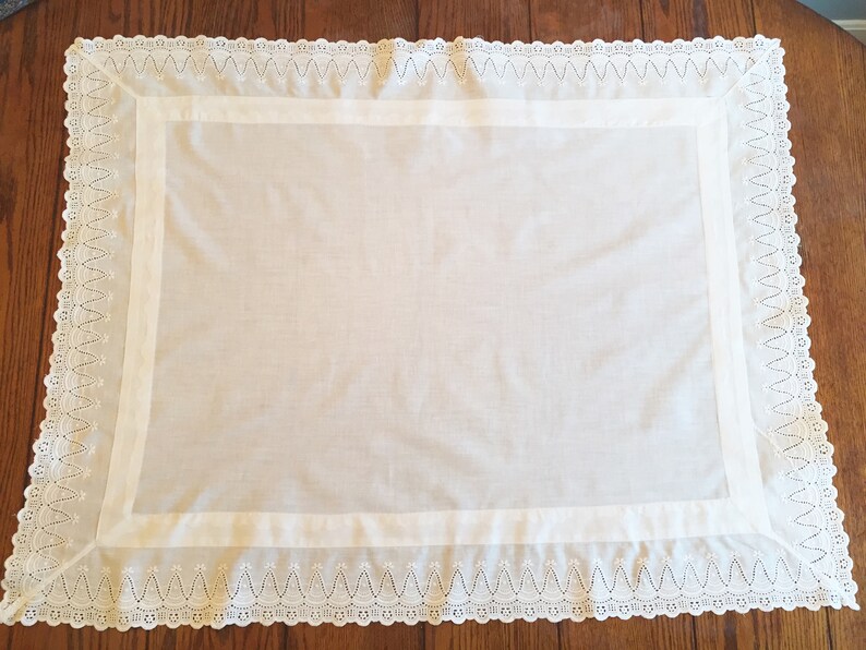 White Tablecloth Cottage Style Small Table Cover or Pillow Etsy