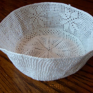 Crochet Bowl Liner Vintage Lace Basket Insert