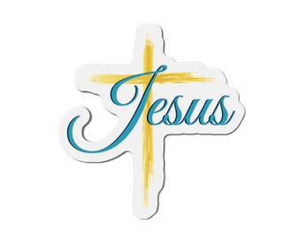 Jesus Script Cross Die-Cut Magnet | Christian Faith, Religious Decor