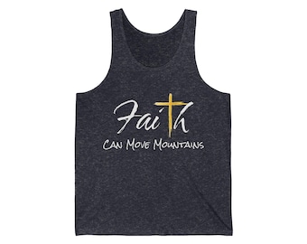 Faith Can Move Mountains tank top | Christian cross typography