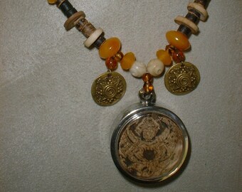 Necklace for Strength - Courage - GARUDA - Symbol of Power - Buddhist - Iconic Bird - Bone Beads - Opera Length