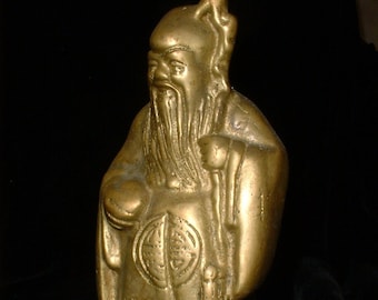 Vintage Chinese Lucky God - Solid BRASS - FUKUROKUJU - Lucky God - Brass Figure - Chinese God - Luck - Longevity