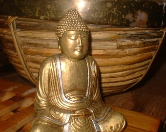 Handmade Balinese Style Buddha Statue – Golden Bronze Finish