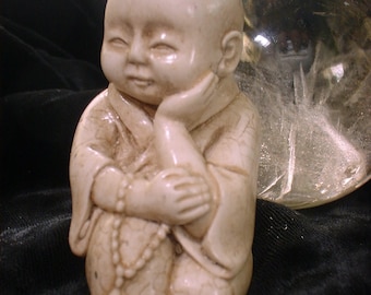Handmade Maitreya Buddha Statue – Ivory Finish Miniature Figurine