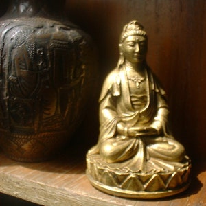 Buddha Statue - Quan Yin - Kwan Yen - Female Buddha - Buddha Figurine - Goddess of Compassion - Gold Finish