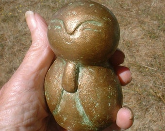 Small Jizo Buddha Statue, Home Blessing for Children, Faux Bronze Finish