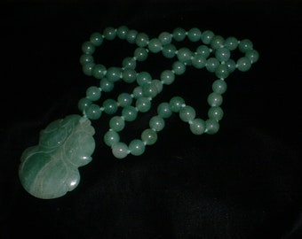 Carved Vintage JADE - SALE 20% off - JADE - Necklace - Old China - 1970s - Apple Green - Green Jade - Pendant -