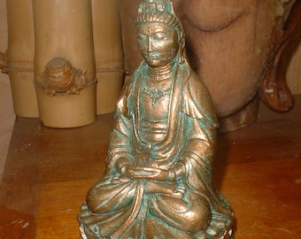 Bronze Finish Quan Yin Statue – Goddess of Compassion, 4.5 Inch