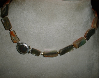 Abalone Necklace - Rare - Vintage - 18 inches - Abalone Tiles - Iridescent - Medium Length - Unusual -