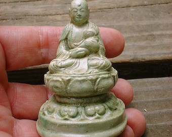 Miniature Green Jizo Buddha – Protector of Children
