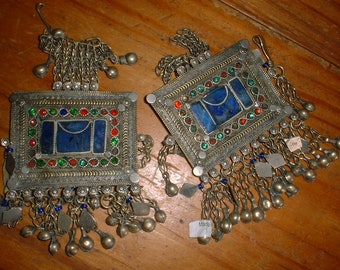 Belly Dance - Afghan - Jewelry - Antique - Middle Eastern Jewelry - Inlay - Lapiz Lazuli - Tribal Jewelry - Pendant