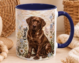 Mug personnalisé en chocolat avec motif Labrador, tasse à café Labrador en vitrail, cadeau idéal pour les amoureux des chiens