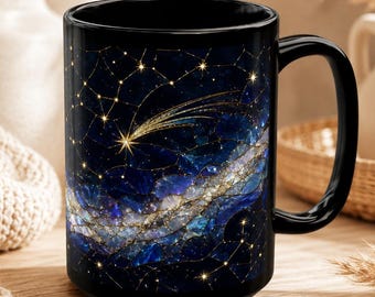 Stained Glass Constellation Mug Galaxy Star Map Celestial Night Sky Coffee Cup Gift