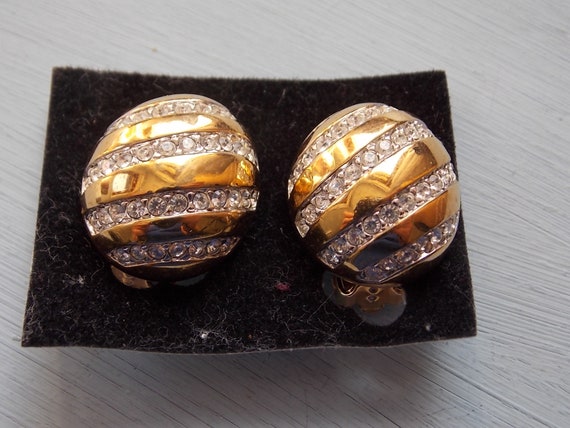Swarovski Rhinestones Gold Earrings Big SUPER | Etsy