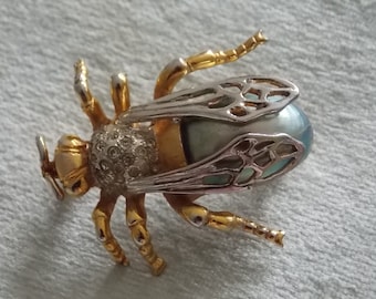Vintage Vogue Bijoux  Insect Brooch Pin Big Signed  WOW