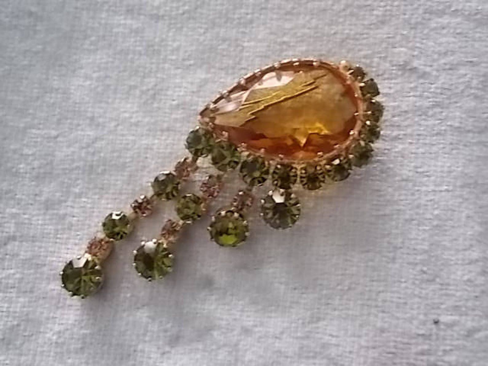 Vintage Amber Green Glass Stones Eye Juliana Brooch Pin Etsy