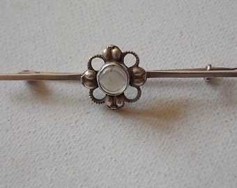 Arts Crafts Moonstone Silver Brooch Pin
