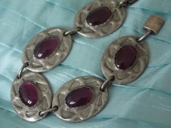 Gorgeous Arts Crafts Amethyst Glass Ruskin Style