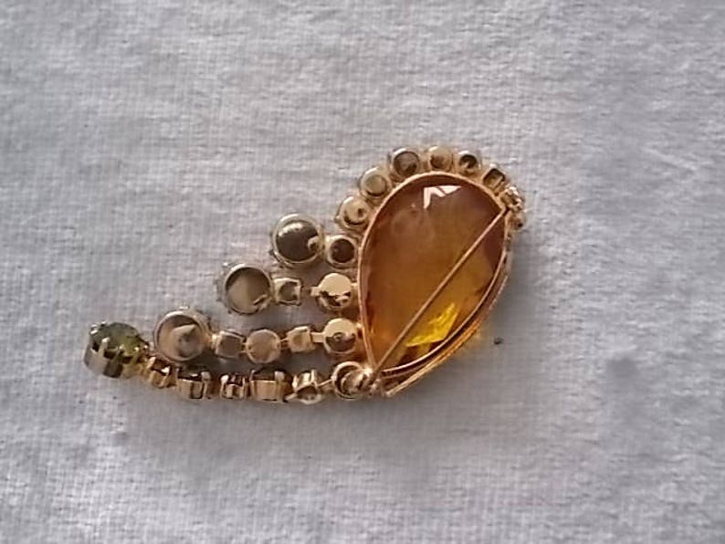 Vintage Amber Green Glass Stones Eye Juliana Brooch Pin Etsy