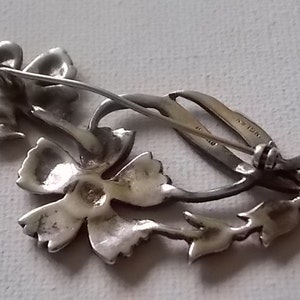 Silver Marcasite Flowers Brooch Pin Pretty and BIG image 5