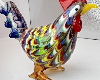 Fitz & Floyd Glass Menagerie Rooster Murano-inspired Figurine Miniature 3.25"