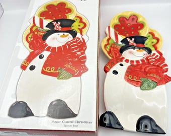 NIB Fitz and Floyd Spoon Rest Macy Exclusive Sugar Coated Christmas Snowman 2008