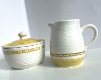 Franziskaner Hacienda Creamer Zuckerdose Deckel Vintage Gelbes Steingut USA