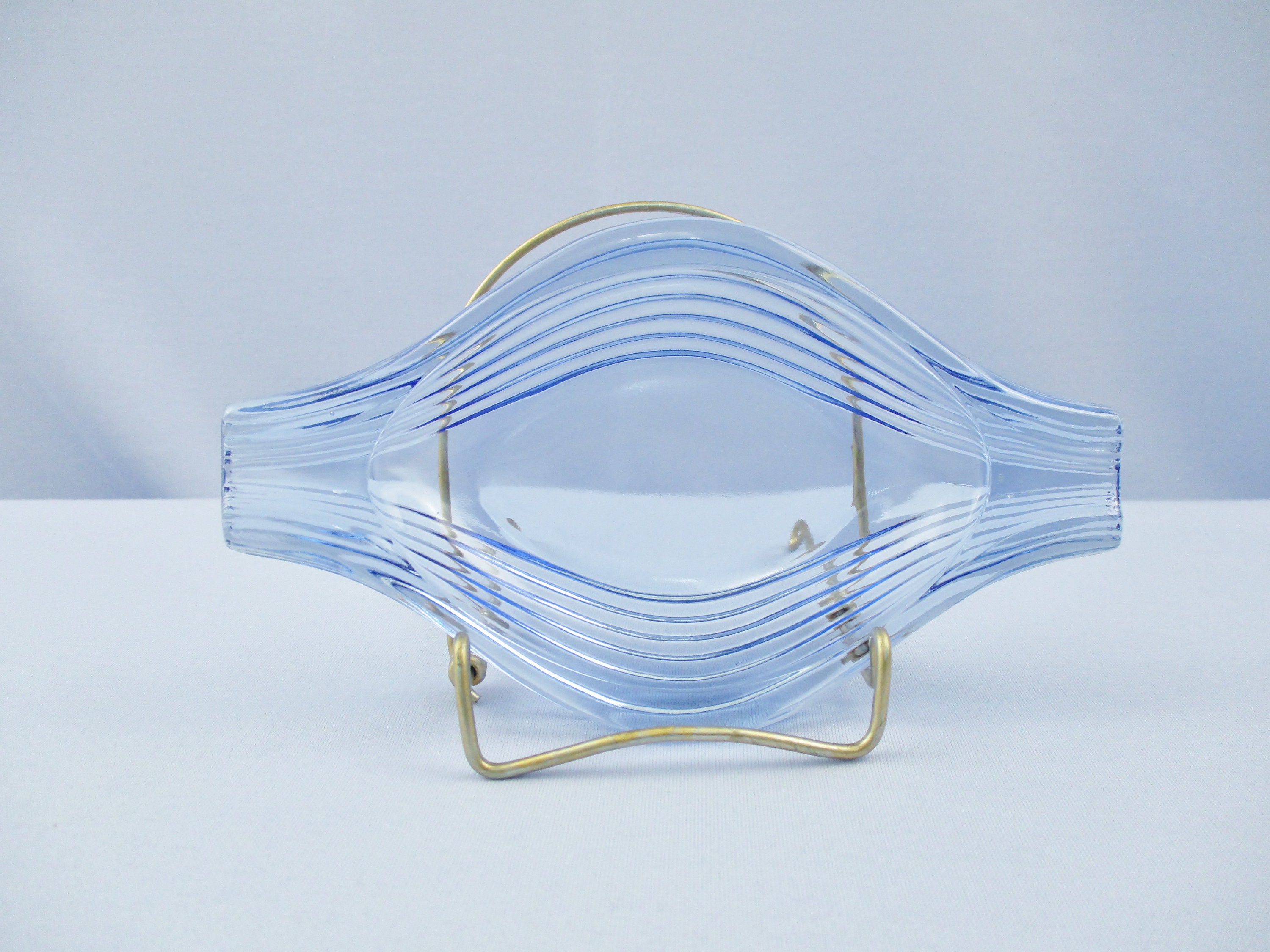 Small Vintage Ice Blue Glass Ashtray