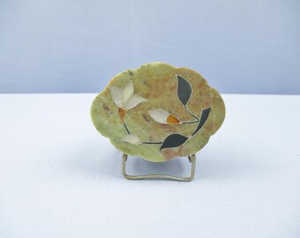 Soapstone Vanity Box: Mother of Pearl Inlay Floral Design