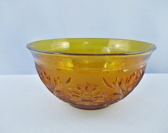 Indiana Glass Amber Salad Bowl Sandwich Glass Motif en verre