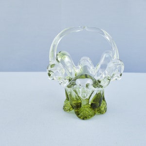 Small Hand Made Art Glass Basket