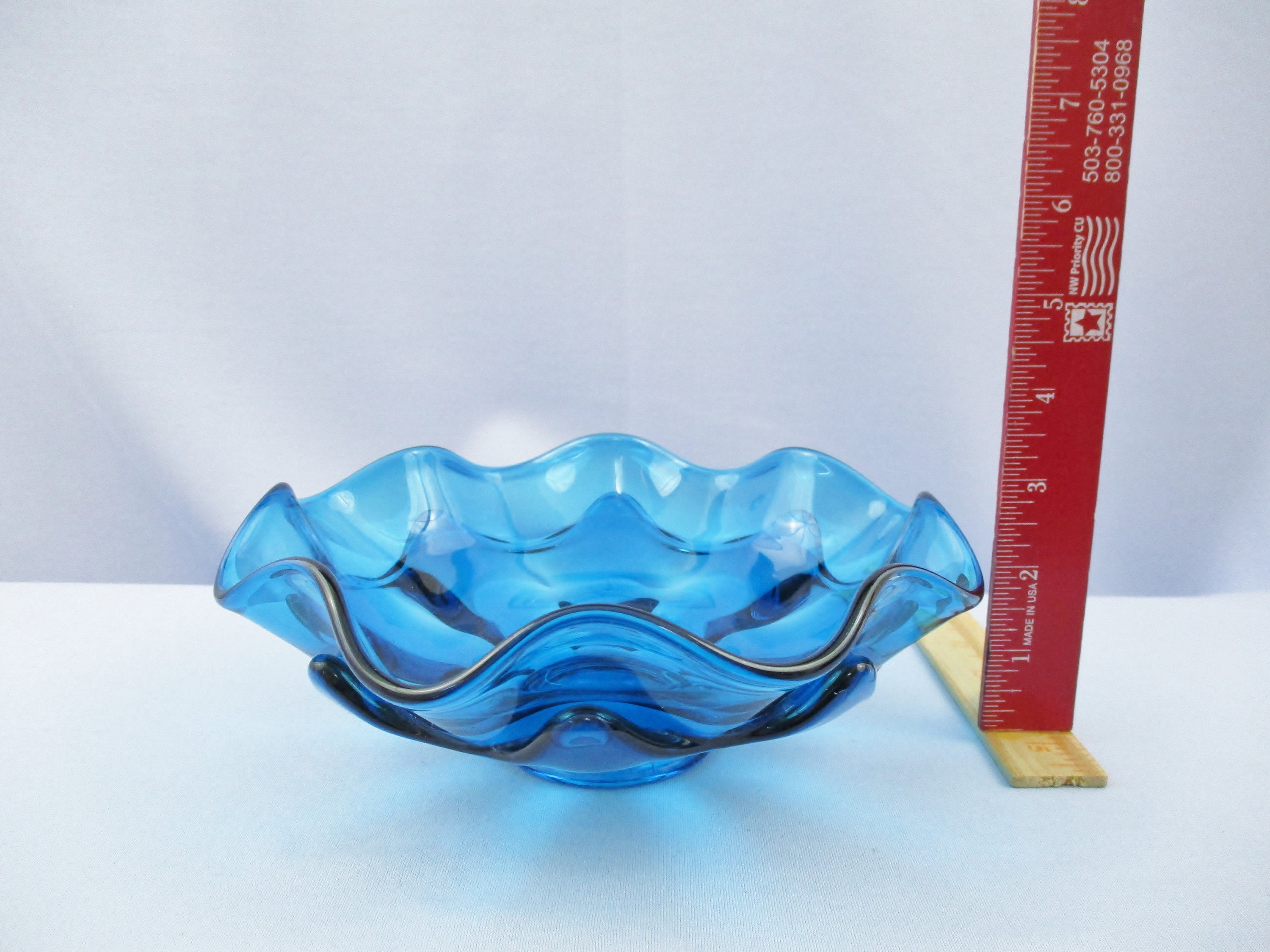 Viking Glass Royal Blue Ruffled Bowl - Etsy