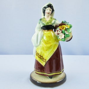 Italian Hand Made Flower Lady Figurine In Native Costume