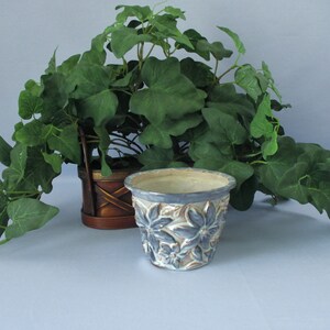 Hand Made Carved Clay Flower Pot or Cache Pot