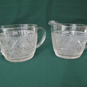 Depression Glass Indiana Glass Cream Sugar Set in Sandwich Pattern