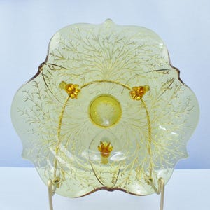 Bol à fruits en verre ambré de forme triangulaire