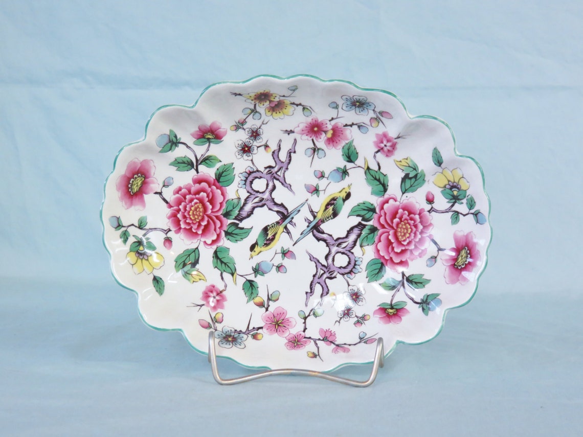 Old Foley Chinese Rose Small Scalloped Dish Etsy
