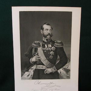 Vintage &quot;Emperor Alexander 2nd of Russia&quot; Engraving/Etching 1800&#39;s